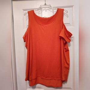 💙 Orange Cold Shoulder Top
